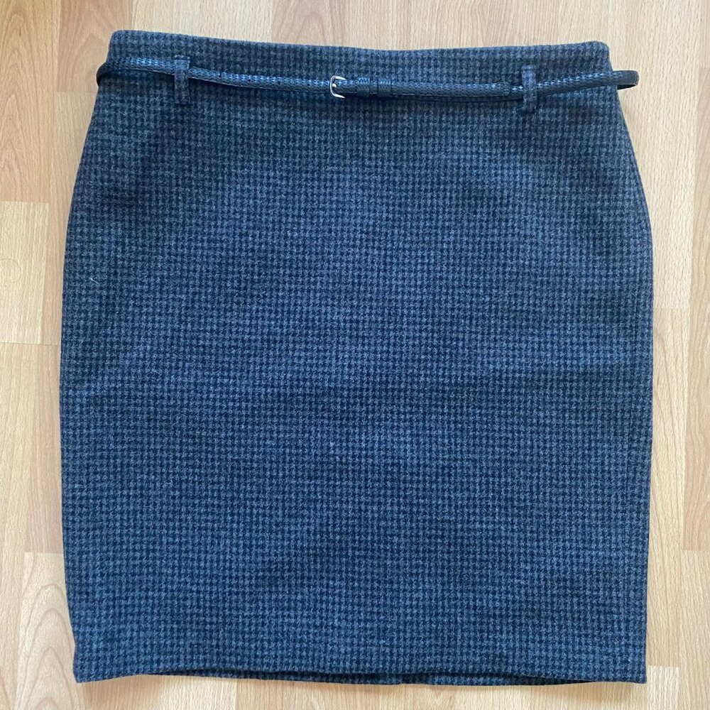 NWT Mango Wool Houndstooth Pencil Skirt with Belt